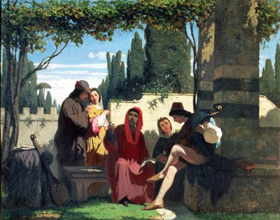 1860年，佛罗伦萨的吟游诗人在14世纪 作者 文森佐·卡比安卡（Vincenzo Cabianca）