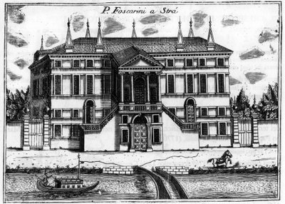 威尼斯附近的宫殿（Palazzo）Foscarini a Stra。在Vincenzo Coronelli（1650-1718）的《威尼斯的奇异性》中。 作者 文森佐·玛丽亚·科罗内利