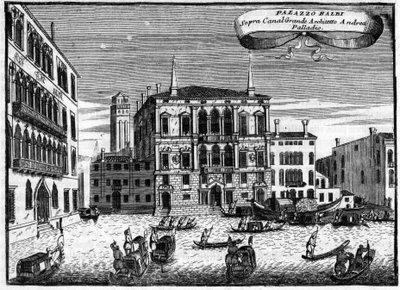 意大利威尼斯：Palazzo Balbi由建筑师Andrea Palladio在Vincenzo Coronelli（1650-1718）的《威尼斯的奇异性》中设计。 作者 文森佐·玛丽亚·科罗内利