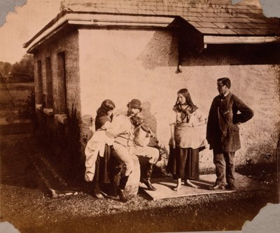 孩子们听一个男人在玩小提琴，c.1859-61 作者 子爵夫人哈瓦登