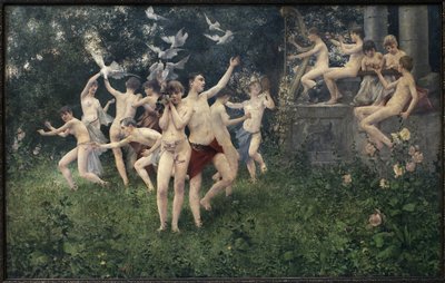 春节（寓意场景）。卡雷尔-维茨拉夫-马塞克（1865-1927）的画作，帆布油彩 作者 维兹拉夫（Vitezlav Karel Masek）