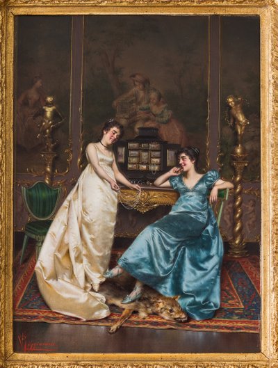 珍珠项链》（布面油画） 作者 维托里奥·雷吉亚尼（Vittorio Reggianini）