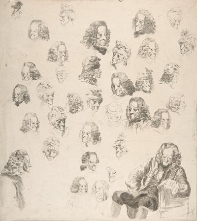 伏尔泰八十一岁时的素描，1775年。 作者 天才天龙
