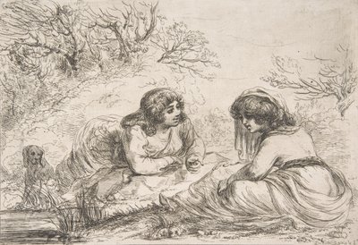 Two Women in a Landscape, 18-early 19th century., 18-early 19th century. 作者 天才天龙