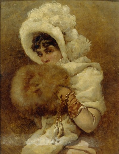 戴着笨拙的女孩，1884年 作者 弗拉基米尔·埃戈罗维奇·马科夫斯基