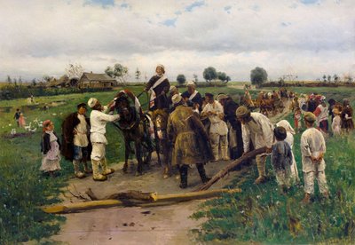 为新娘支付赎金。 弗拉基米尔·马科夫斯基 (Vladimir Makovski) 的绘画 - 为新娘支付赎金 - Vladimir Yegorovich Makovsky (1846-1920)。 布面油画 作者 弗拉基米尔·埃戈罗维奇·马科夫斯基