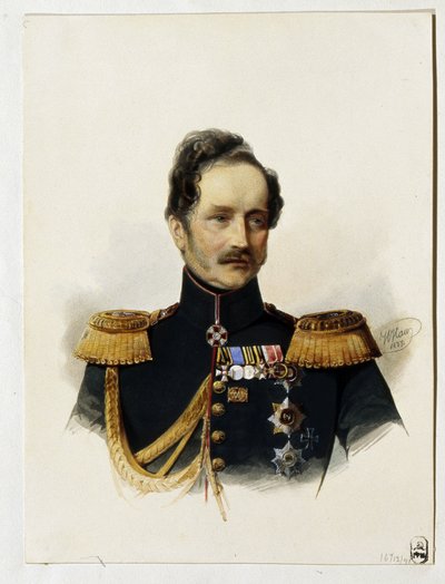 阿列克谢-费奥多罗维奇-奥尔洛夫亲王肖像（1787-1862 年）（A. F. Orlov 亲王肖像）。俄罗斯军人和外交官。弗拉基米尔-伊万诺维奇-豪（1816-1895 年）的作品，纸上水彩画 作者 Vladimir Ivanovich Hau