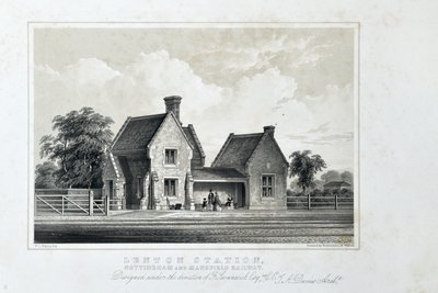 诺丁汉和曼斯菲尔德铁路伦顿站，c.1848（纸上有色石版画） 作者 WL沃尔顿