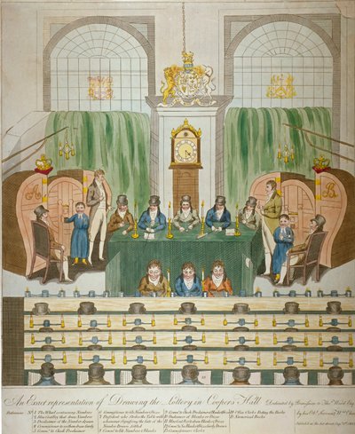 彩票抽奖，库珀斯大厅，伦敦市，1803年 作者 查尔斯