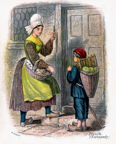 卖水果的法国妇女和儿童》，1809年。 作者 W厚