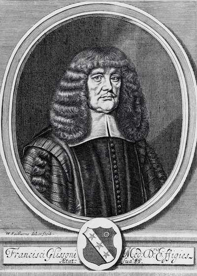 弗朗西斯-格利森（1597-1677）的肖像，英国物理学家、解剖学家和医生，雕版画 作者 WG（后）塞耶