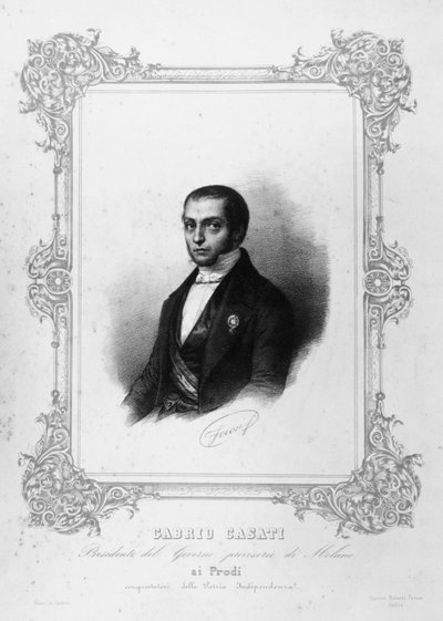 加布里奥-卡萨蒂（1798-1873）的肖像，意大利政治家，曾任撒丁王国首相，雕版画 作者 WG（后）塞耶