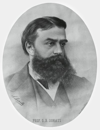 意大利数学家和天文学家乔瓦尼-巴蒂斯塔-多纳蒂（1826-1873）的肖像，雕版画 作者 WG（后）塞耶