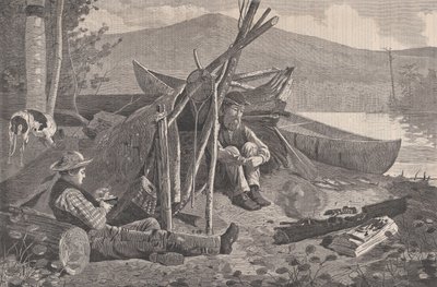 在阿迪朗达克山脉露营 哈珀周刊，第十八卷，1874年11月7日。 作者 WH拉加德