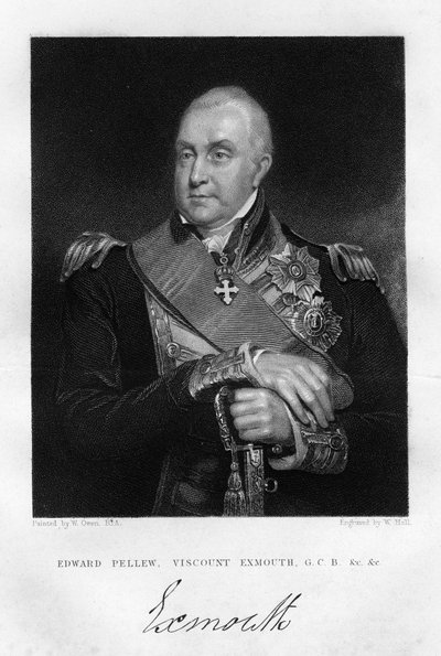 爱德华·佩露海军上将1757-1833年，埃克斯茅斯第一子爵，1837年。 作者 W. Holl