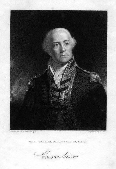 詹姆斯·甘比尔海军上将1756-1833年，甘比尔一世男爵，1837年。 作者 霍尔