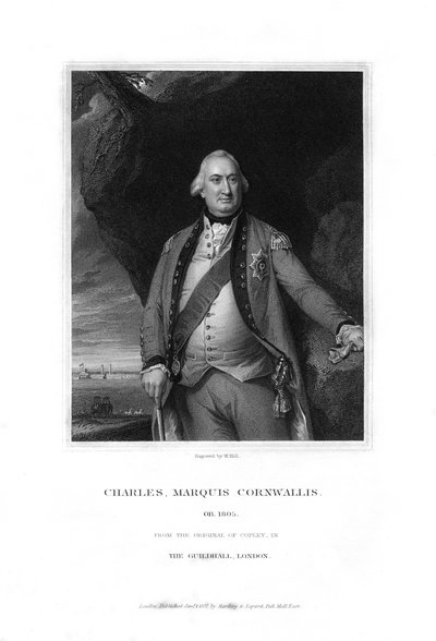 查尔斯·康沃利斯（Charles Cornwallis），第1侯爵康沃利斯（Marstss Cornwallis），英国军事指挥官，1832年。 作者 霍尔