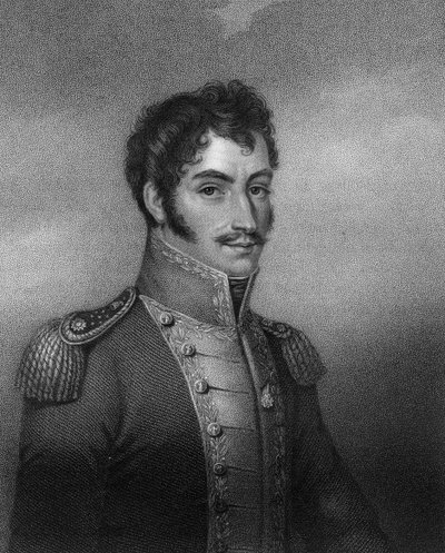 西蒙·玻利瓦尔（Simon Bolivar），19世纪南美革命家，1836年。 作者 霍尔