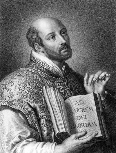 洛约拉的圣依纳爵（St Ignatius），16世纪的西班牙士兵，耶稣会士的创始人，1836年。 作者 霍尔