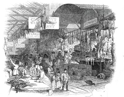 1845年圣诞节前夕，莱登霍尔市场。 作者 WJ林顿