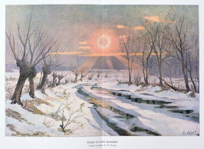 太阳的环形日食，来自H. Kraemer的&39;L&39;Univers et l&39;Humanite&39;的插图 作者 克兰兹