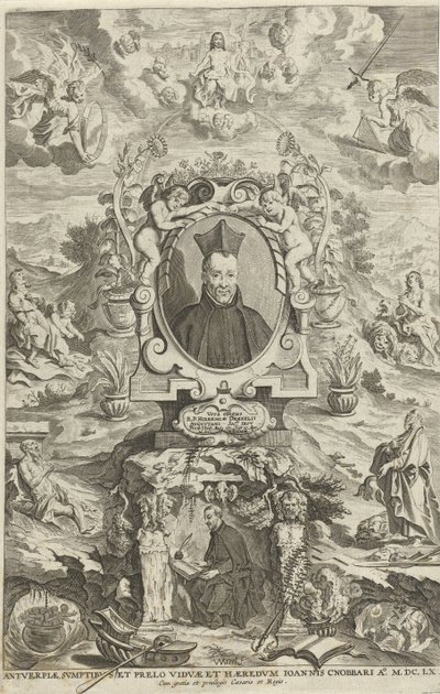 杰雷米亚斯-德雷克塞尔肖像
扉页：J. Drexel, De sonne-bloeme oft Vande over-een-cominge van den menscheliicken wille met de[n] godtliicke[n]，1660 年 作者 玛丽亚·克诺巴特