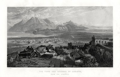 1887年，希腊雅典卫城的科林斯镇和地峡 作者 米勒