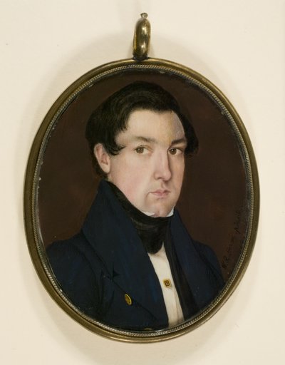 Ebenezer White 的微型肖像，约 1837 年（象牙、皮革、铜合金和玻璃上的水彩画） 作者 WR·赫维