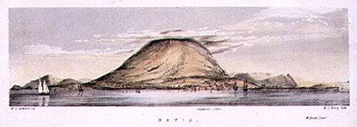 西印度群岛尼维斯岛上的查尔斯顿风景，由亨利-C-特里（fl.1849-54）雕刻，约1849年（彩色平印）。 作者 WS（后）安德鲁斯