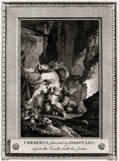 大力神锁链的地狱犬，用他的泡沫感染地球，1774年 作者 沃克
