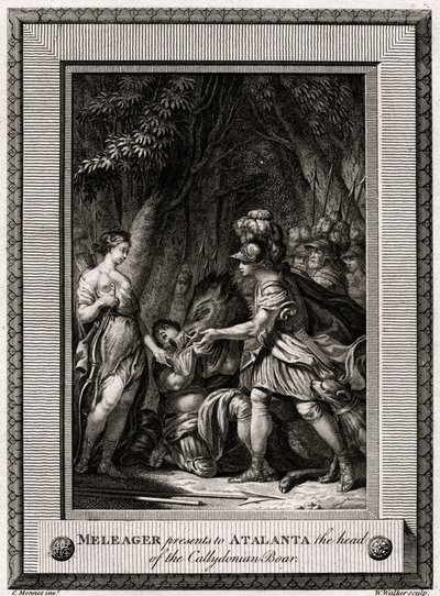 梅勒格（Meleager）向阿塔兰塔（Atalanta）赠送了加里多尼亚野猪的头，1774年 作者 沃克