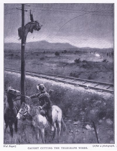 切割电线，插图来自比勒陀利亚之后：游击队战争，1902年 作者 鲸鱼佩吉特
