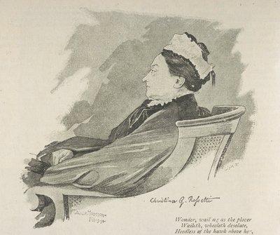克里斯蒂娜-罗塞蒂肖像》，《卡塞尔家庭杂志》第 226 页，1895 年 2 月（石版）。 作者 沃克·霍奇森