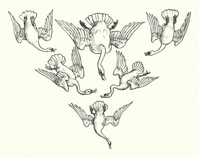 六只天鹅（雕版画 作者 沃尔特（后）起重机