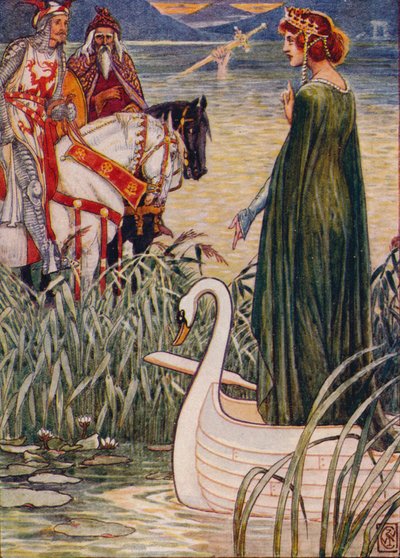 1911年，亚瑟王（Arthur）向湖中夫人索要剑神剑。 作者 沃尔特克兰