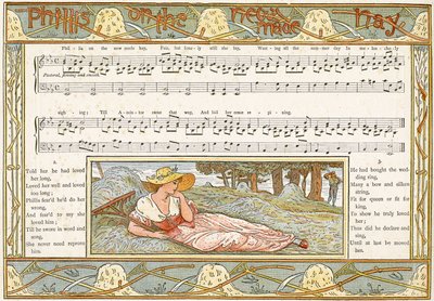 &39;Phillis on the New Made Hay&39;，歌曲插图来自&39;Pan-Pipes&39;，一本旧歌，新安排和Theo陪伴。 Marzials，1884年由George Routledge und Sons在伦敦出版（ 作者 沃尔特克兰
