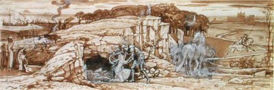 斯平德尔斯顿的莱德利虫》的研究，约1881年（纸上铅笔、棕色水洗和中国白）。 作者 沃尔特克兰