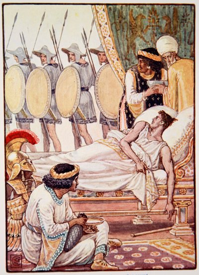 经过努力，他们看着他们过去了，玛丽麦格瑞戈的“希腊故事”插图，第1版，1913年（彩色印刷） 作者 沃尔特克兰