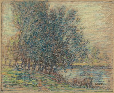 Willows，Longpre，France，c.1911-18（编织纸上的粉彩） 作者 沃尔特·格里芬