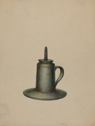 锡镴油灯，约1938年。 作者 沃尔特·霍赫斯特拉瑟