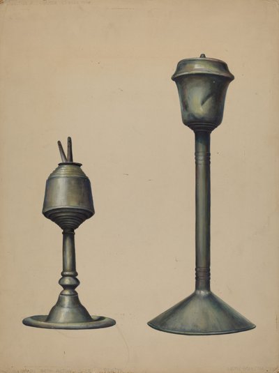 两盏油灯，约1938年。 作者 沃尔特·霍赫斯特拉瑟