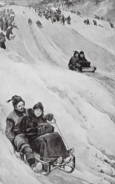 加拿大的雪橇斜坡（石版画） 作者 沃尔特·佩吉特