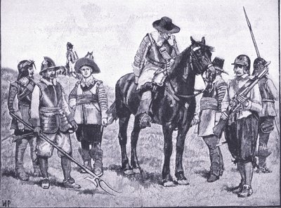 Cromwellian Soldiery的类型，来自Cassells出版的英国人的历史，由Waverley Book Company Limited出版，c.1940 作者 沃尔特·佩吉特