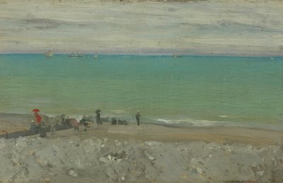 海滩，迪耶普，约 1885 年（木板油画） 作者 沃尔特·理查德·西克特