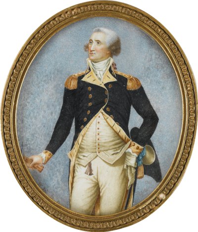 George Washington (1732-1799) 的肖像，由 Robertson, Walter (1750-1801) 绘制。 水彩，喇叭水粉 作者 沃尔特·罗伯逊（Walter Robertson）