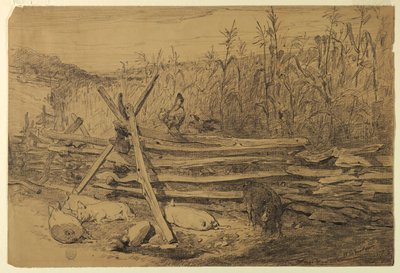 农场场景 作者 沃尔特·斯劳（Walter Shirlaw）