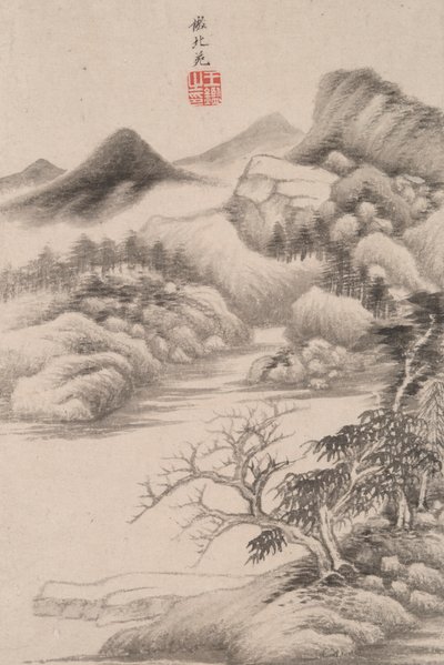 各种古代大师风格的山水画：董源（活动于 934 年 作者 王健