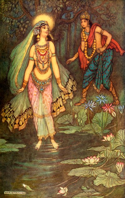 尚塔努会见甘加女神》，1913年。 作者 Warwick Goble