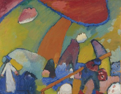 海滩风景，1909年 作者 瓦西里·康定斯基