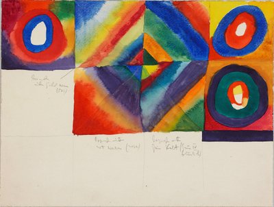 带有绘画技术信息的色彩研究》，1913年。 作者 瓦西里·康定斯基